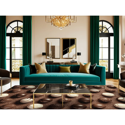 Washable Chocolate truffles Desserts Area Rug