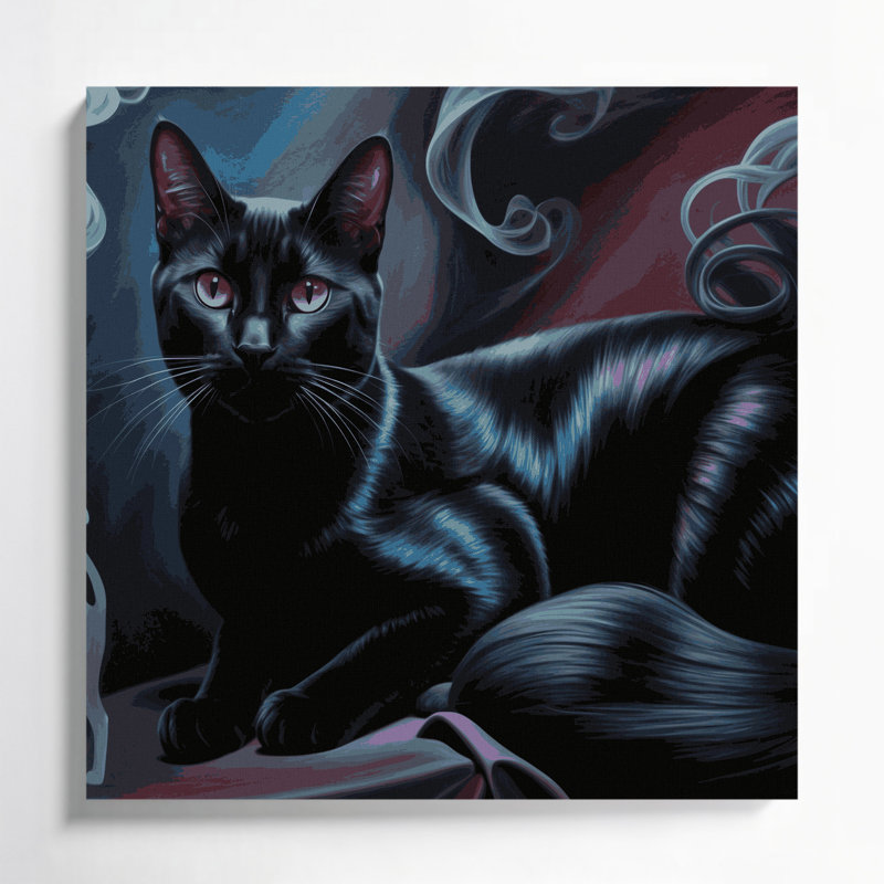 Cats Bombay, art mural sur toile grise, H 12 po x l 12 po
