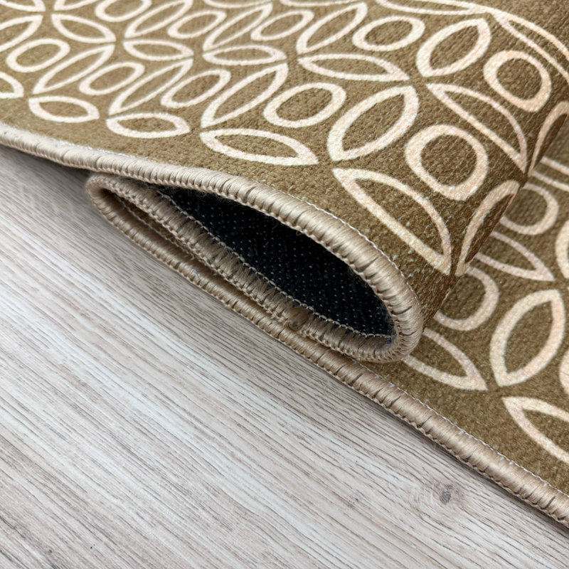 Custom Size Runner Rug Berber Style Chain Bordered Beige Low Pile Slip Resistant Runner Rugs by Feet, Runner 2'2" x 20'