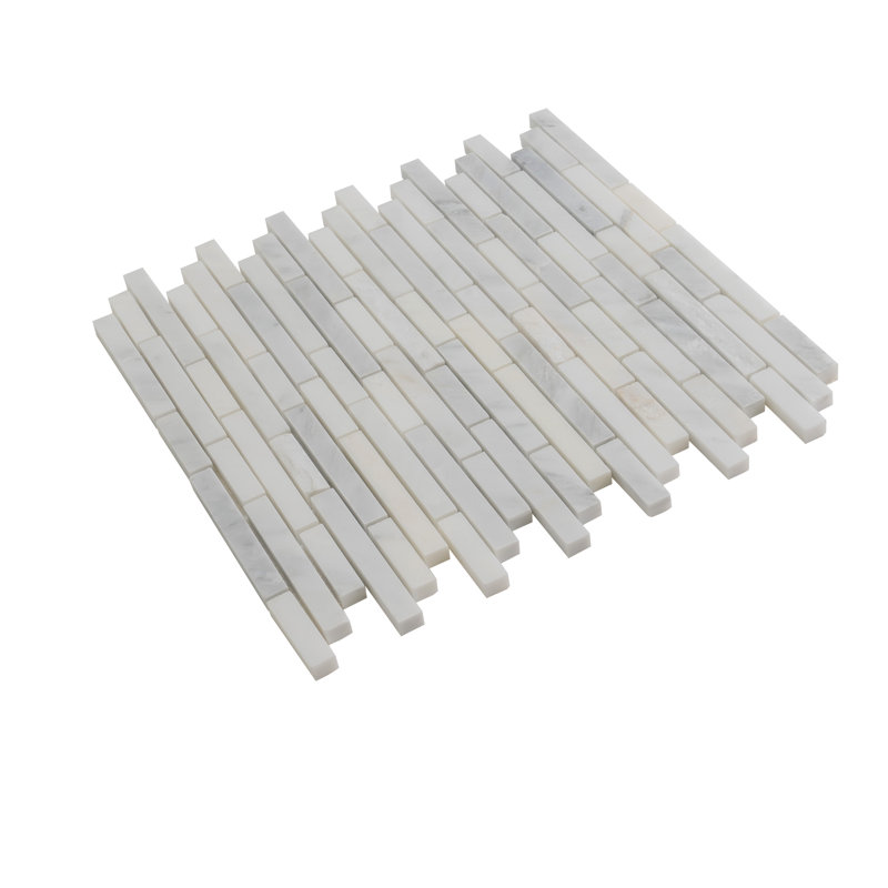 11.6" X 12" Linear Marble Mosaic Tile, White