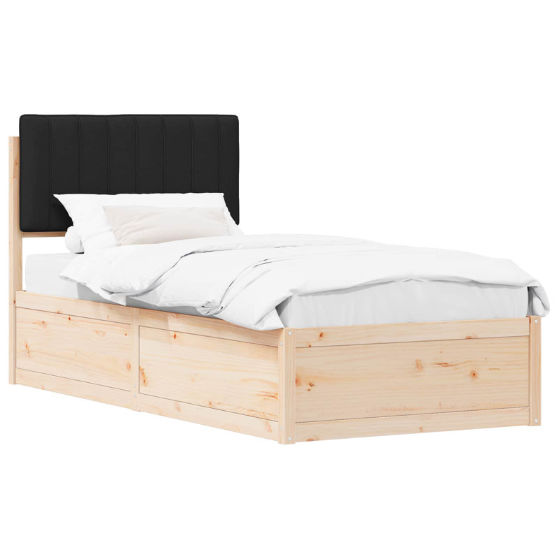 Solid Wood Bed Frame, Single (3'), Black