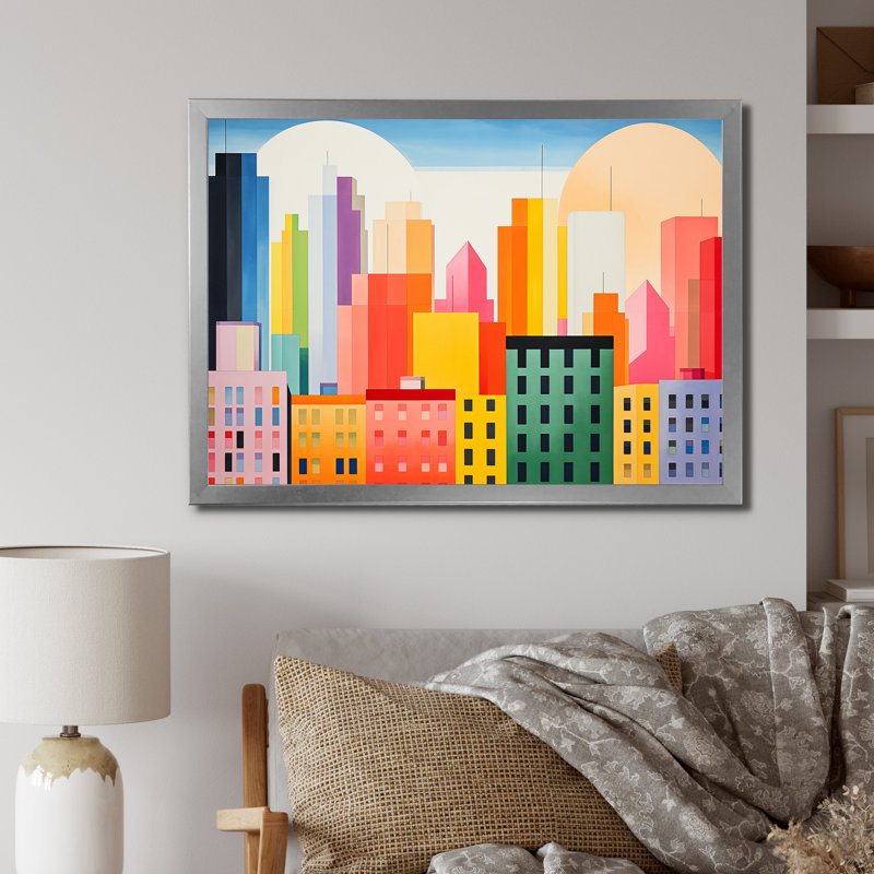 Minimal New York Cubism I, Cadre simple argenté, H 16 po x l 32 po x P 1 po