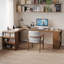 Bureaux rectangulaires en bois massif brun clair-107997179-107997180