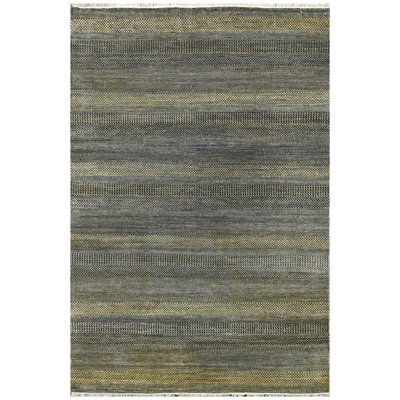 High-Quality Hand-Knotted Denim And Gold Area Rug
