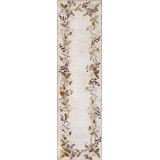 Antique Wool Ivory Beige Cream White Hooked 1930s American Floral Rug