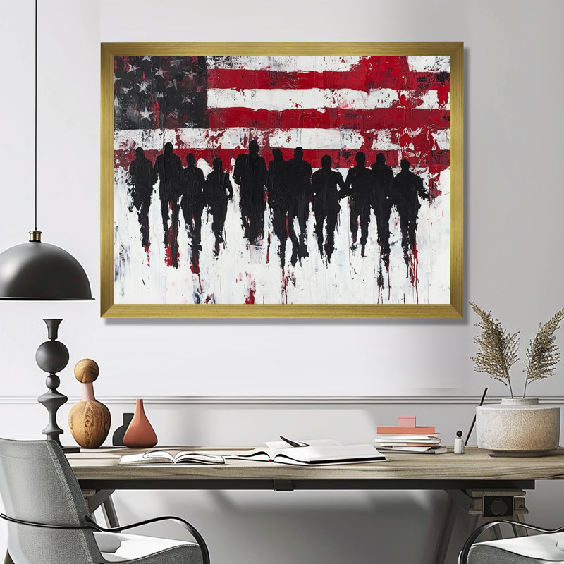 Décoration murale Laerica - Patriotist USA, H 34 po x l 44 po, Floater Framed, Doré