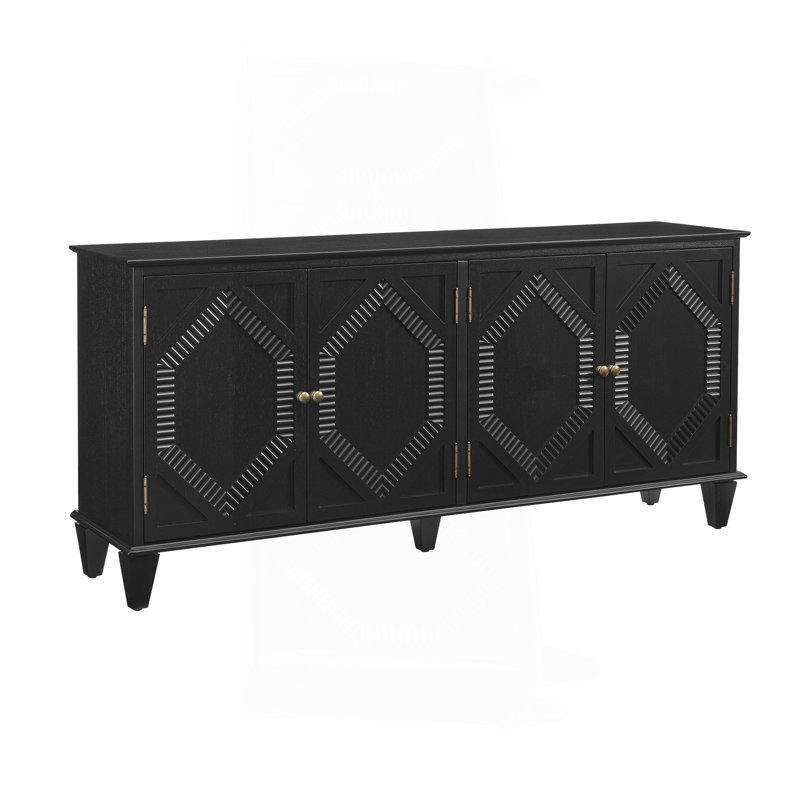 Buffet 65,5 po Mid Century Modern Buffet, Noir