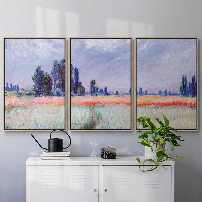 The Wheat Field, 1881, reproduction sur toile 3 pièces, H 24 po x l 48 po, Encadré naturel