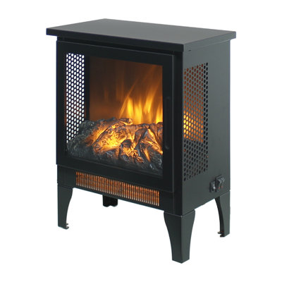 Chaufferette de foyer électrique avec flamme 3D, chaleur 1400W / 700W, 5000 / H, / Ul, 400 Sq. Pi. 50000 heures, facile à installer, foyer noir autoportant de 15 pouces, double protection, portatif,