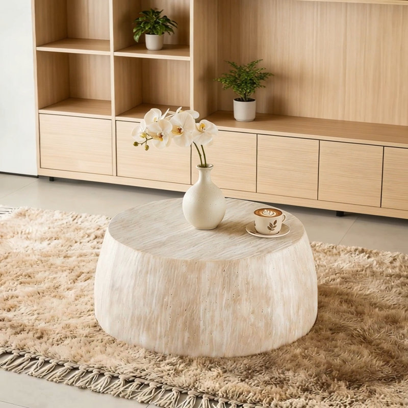 Table basse ronde, Bois naturel