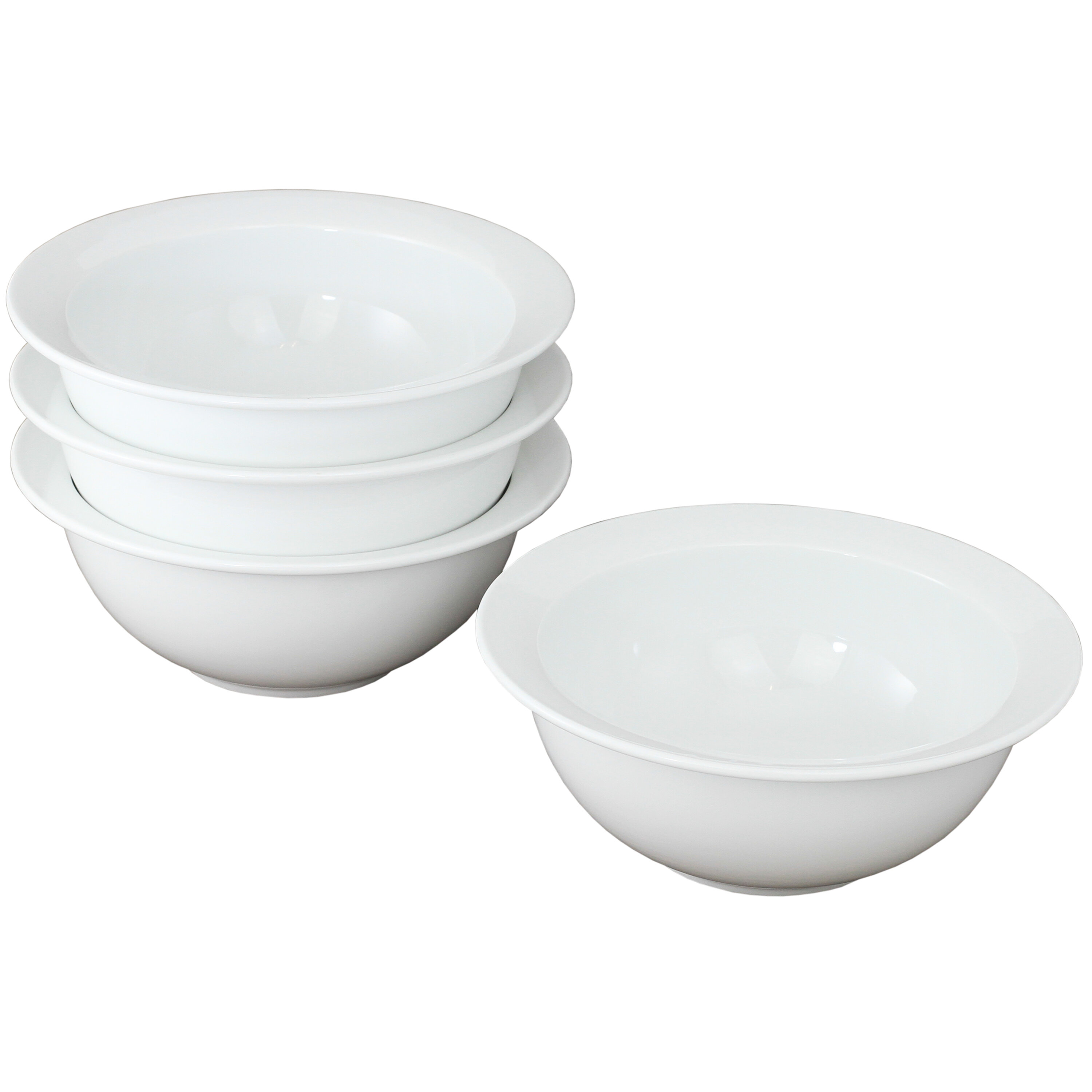 White Plastic Bowl for Soup Reusable Washable Dinnerware Microwave