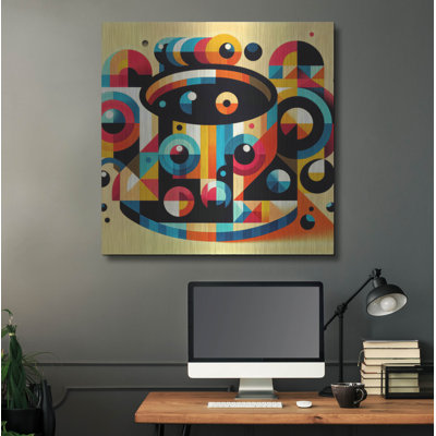  «Abstract Coffee Cup 1» par Rey Klimt, art mural en métal, 36 po x 36 po