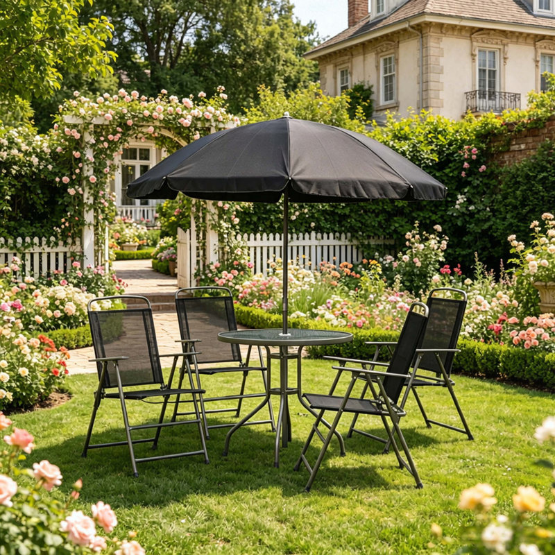 Ensemble repas 6 pièces avec parasol