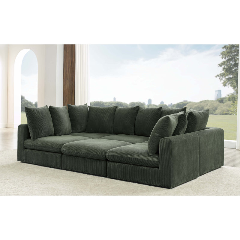 Wade Logan Belandina 6-Piece Corduroy Sectional Sofa