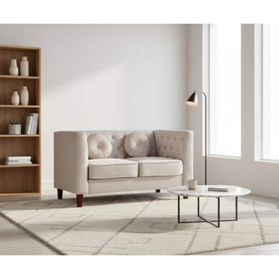 Tufted sqaure design velvet loveseat