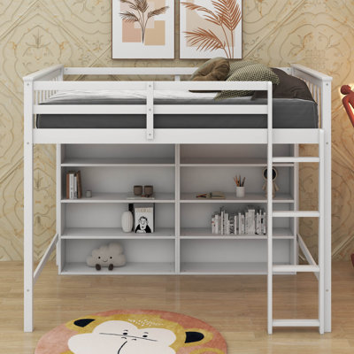 Full Size Loft Bed With Shelves