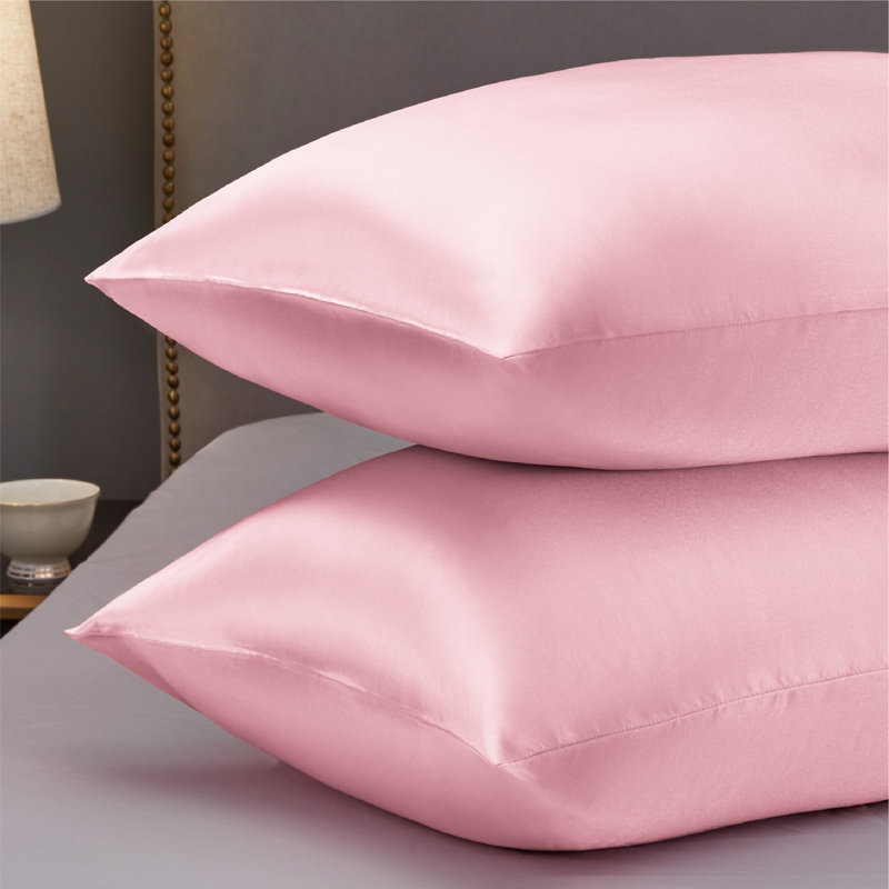 Satin Pillowcase Set of 2, 300 Thread Count , Gray Sand,GentleSoft™️, Pink, Queen Pillow Case