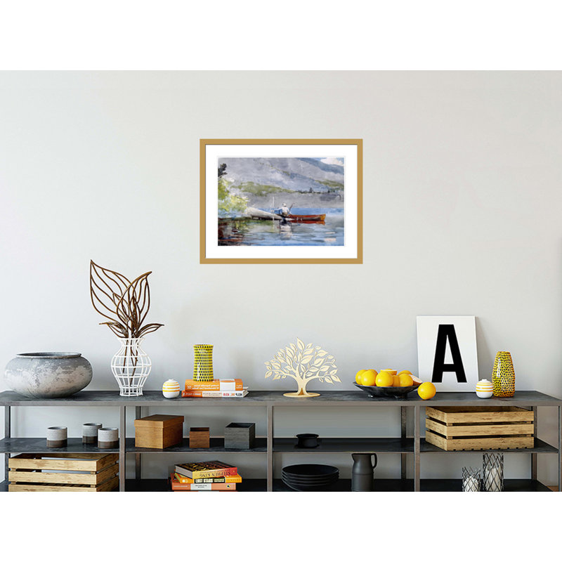 «The Canoe» par Winslow Homer - impression giclée encadrée, H 22,56 po x l 29,5 po