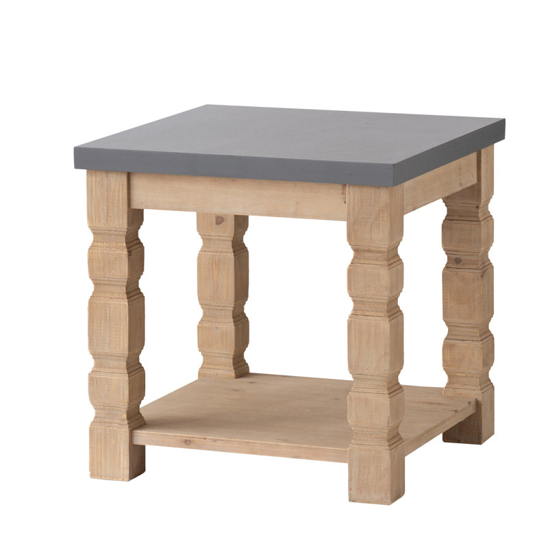 23.8x23.8x24" Side Table,Brown+Gray