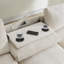 Chenille Sectional Sofa With Bluetooth Speaker,With Table,Cup Holders,USB Charger,Storage Armrest