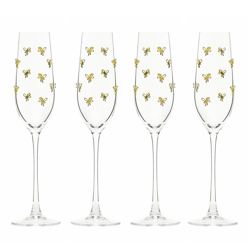 10 Strawberry Street Gold Bow Glassware, Flute
