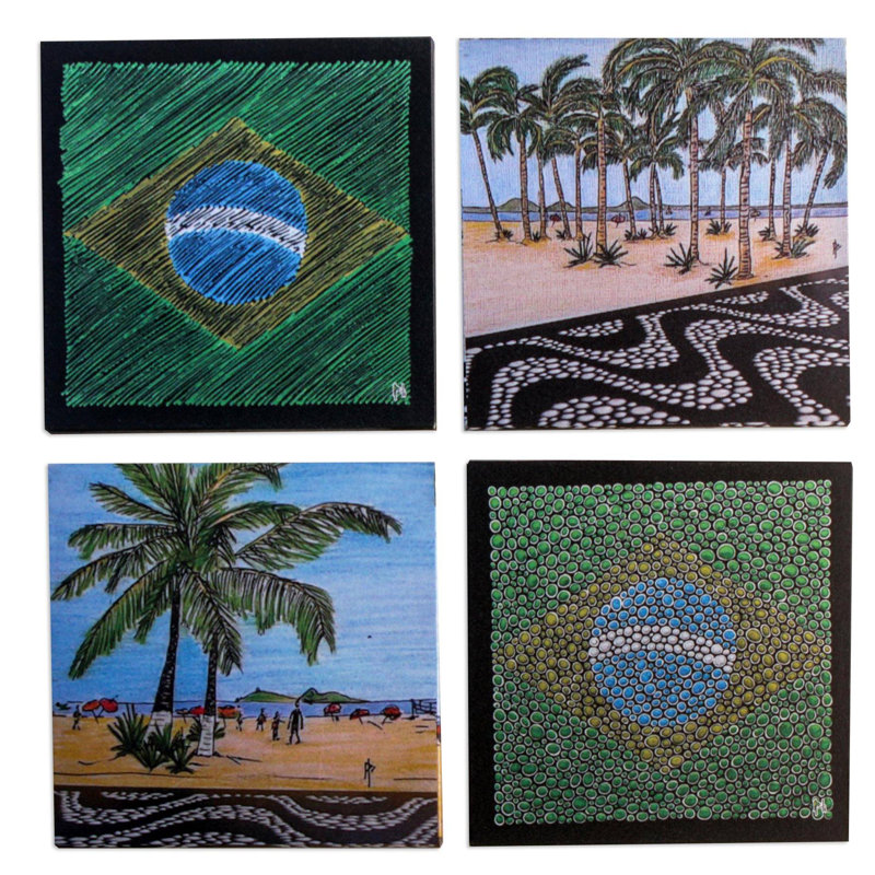 Ensemble de 4 sous-verres en bois brésilien