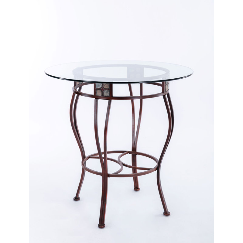 Cofield Round Glass Top Metal Base Dining Table