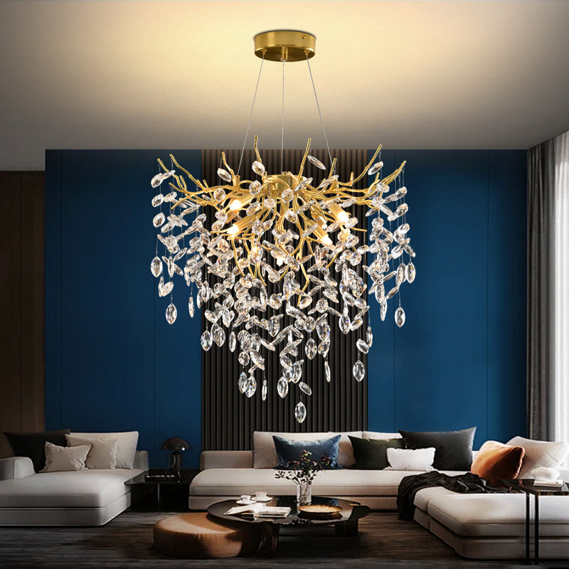 Luxury Tree Branch Chandelier,Modern chandelier crystal light,LargeRaindrop pendant light(gold), 20" H x 24" W x 24" D