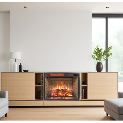 Foyer encastré à quartz 23 po, version bûche de bois avec brique