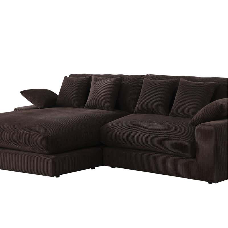Canapé modulaire réversible Corduroy, Velours côtelé chocolat