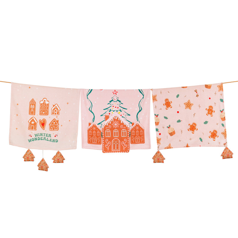 The Gingerbread Cheer Artisan Kitchen Tea Towel Set of 3