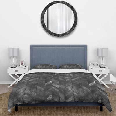 Ensemble de housse de couette traditionnelle à chevrons noir IV
