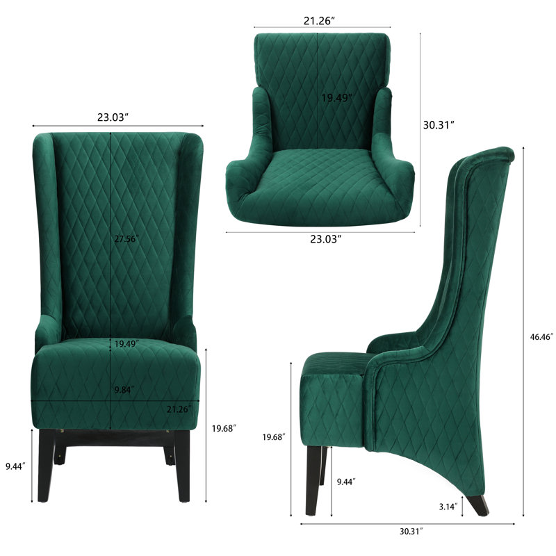 Jillianna Upholstered Wingback Chair, Green Polyester Blend