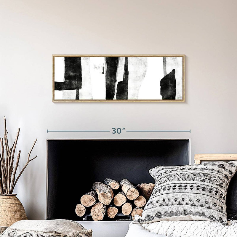 Blanc à noir Wildman II, Cadre flottant en bois naturel, 28 po x 10 po