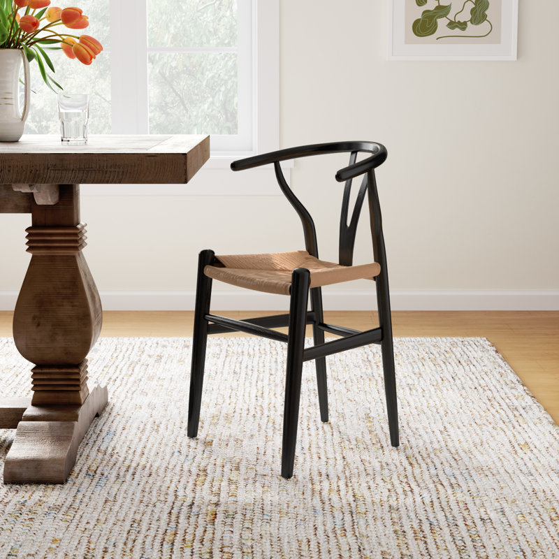 Albarado Solid Wood Side Chair, Black/Natural