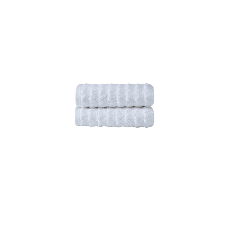Ensemble de deux serviettes de toilette géométriques blanches en coton turc 27" x 54"