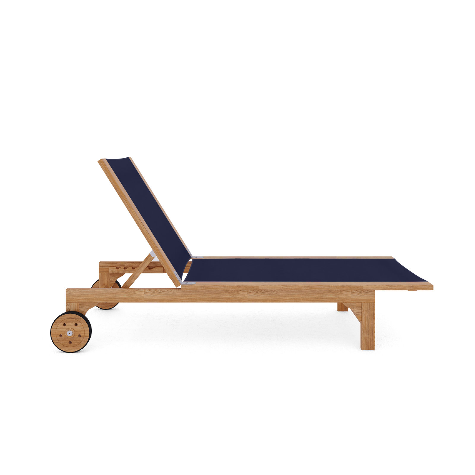 Marihelen 29" Teak Patio Chaise Lounge, Blue