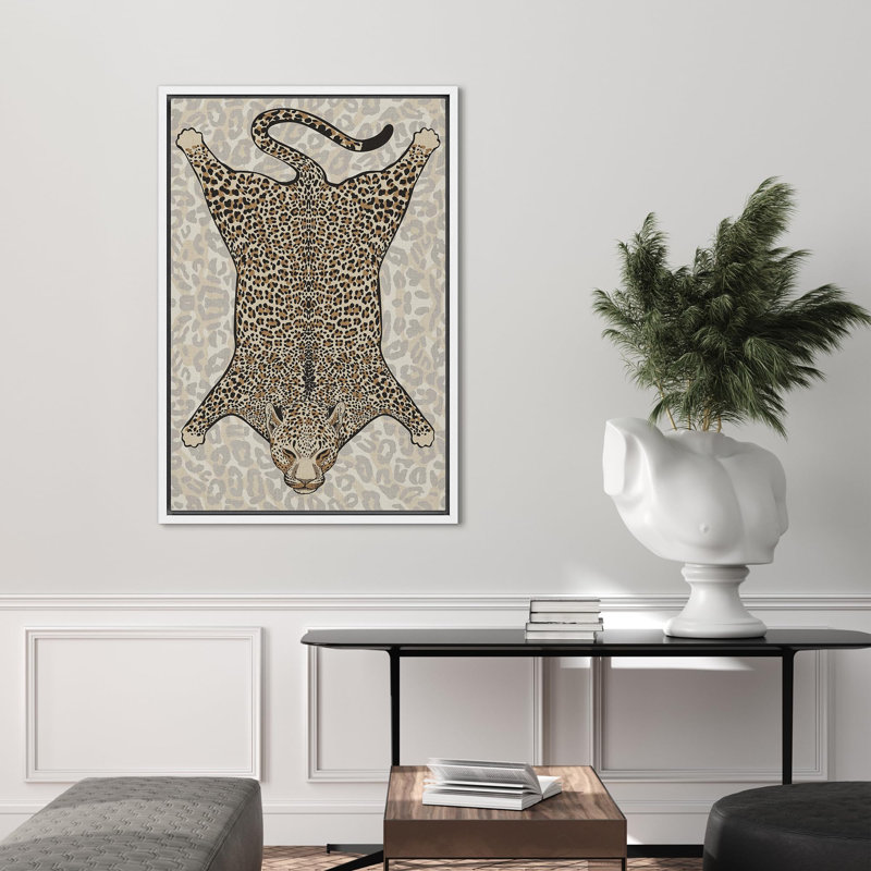 Léopard couché, décor de ferme, animaux de la nature rustique, art moderne, décor douillet encadré sur toile, Blanc