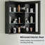 Armoire à pharmacie noire 40,6 cm (L) x 61 cm (H) avec miroir biseauté, étagères en verre ajustables, fixation murale ou encastrée, rangement gain de place pour salle de bain, salle d'eau ou appartement-1007383587