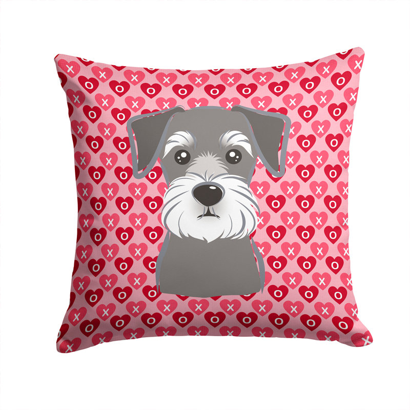 Schnauzer Hearts Indoor/Outdoor Throw Pillow, Schnauzer, 14" x 14"