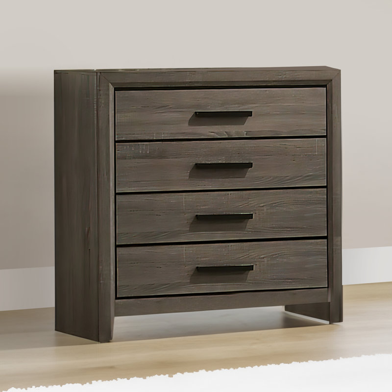 Commode 4 tiroirs en bois massif Janeanne