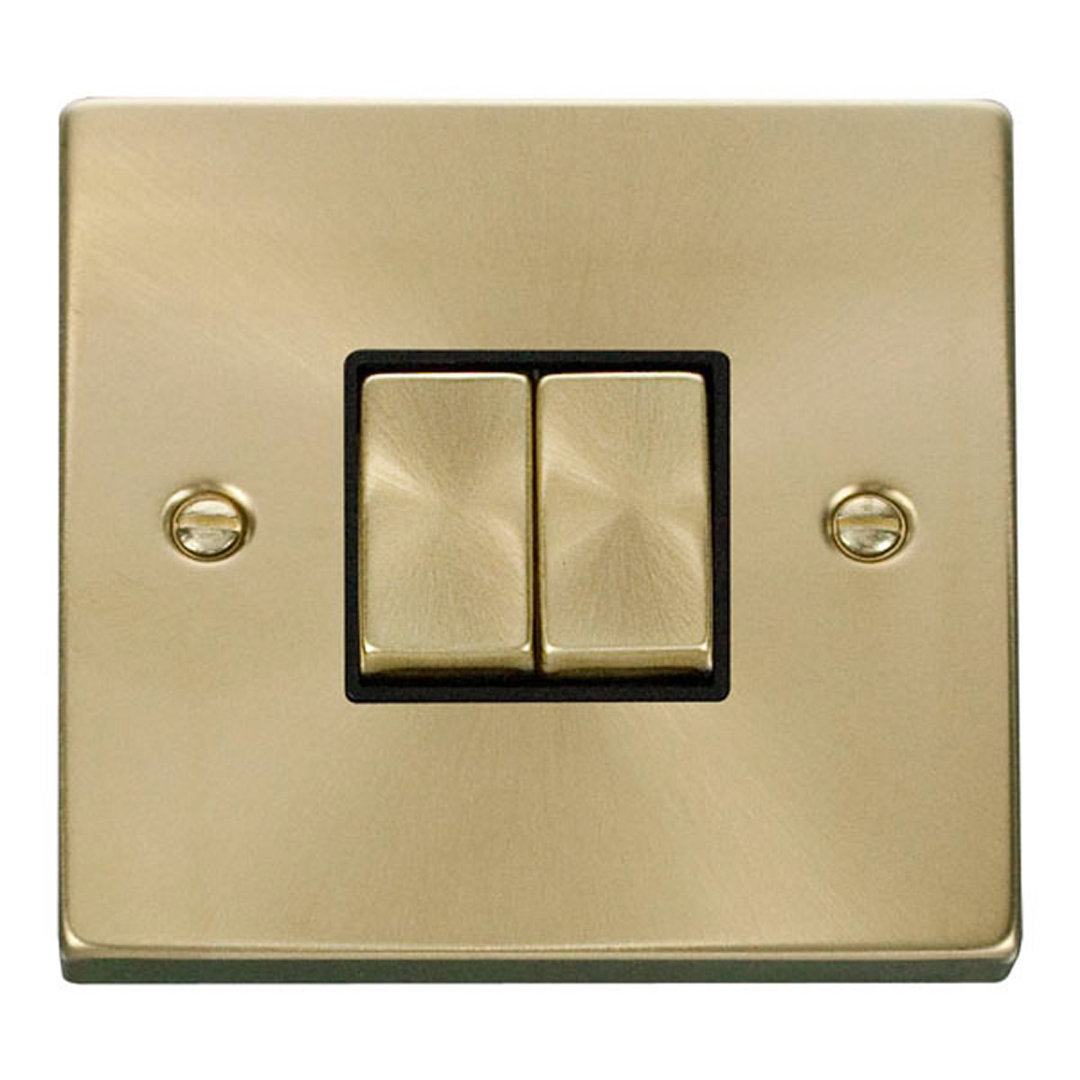 Satin Brass 10A 2 Gang 2 Way Ingot Light Switch