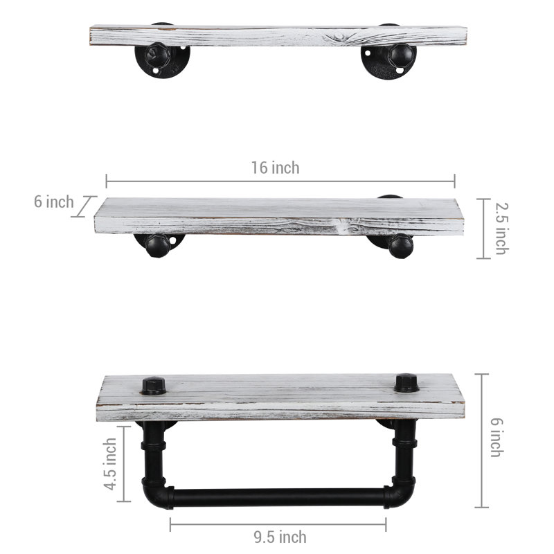 1 Wall Towel Rack, White Washed