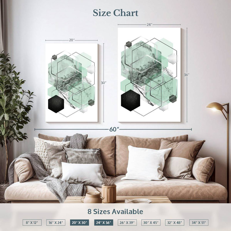 Avery Mint Geometric II, 30" H x 20" W