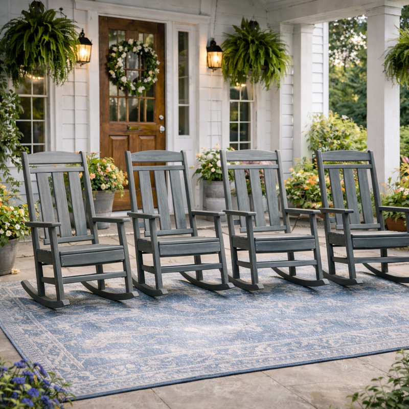 Chaise Adirondack berçante Hdpe, Gris