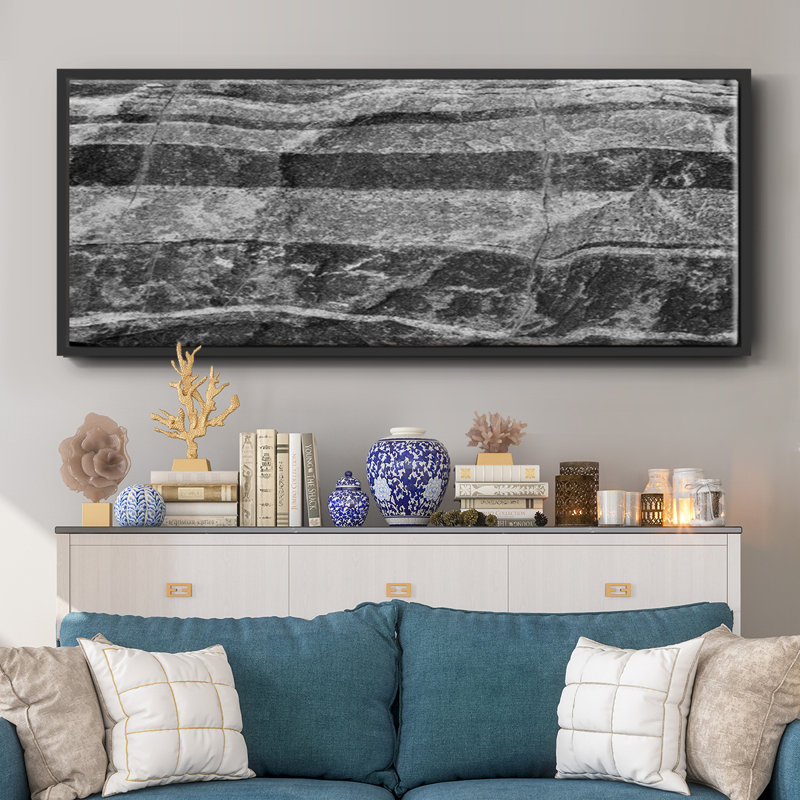 Found Textures XI- Framed Canvas, 20" H x 50" W