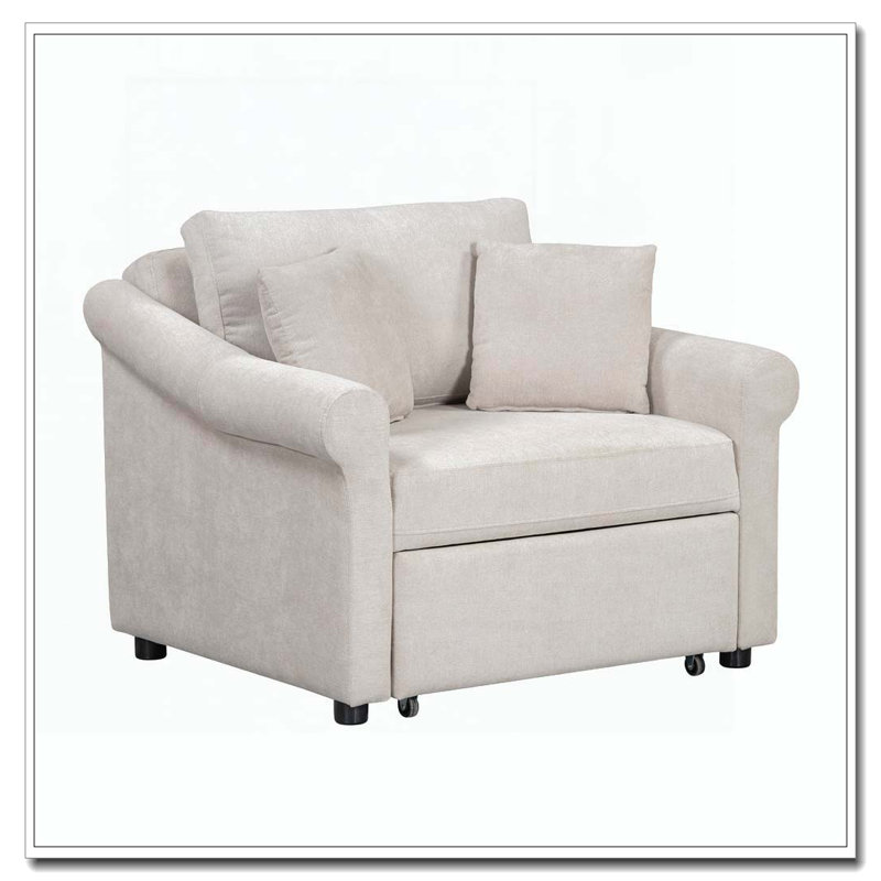 Fauteuil convertible en chenille avec dossier réglable, Beige