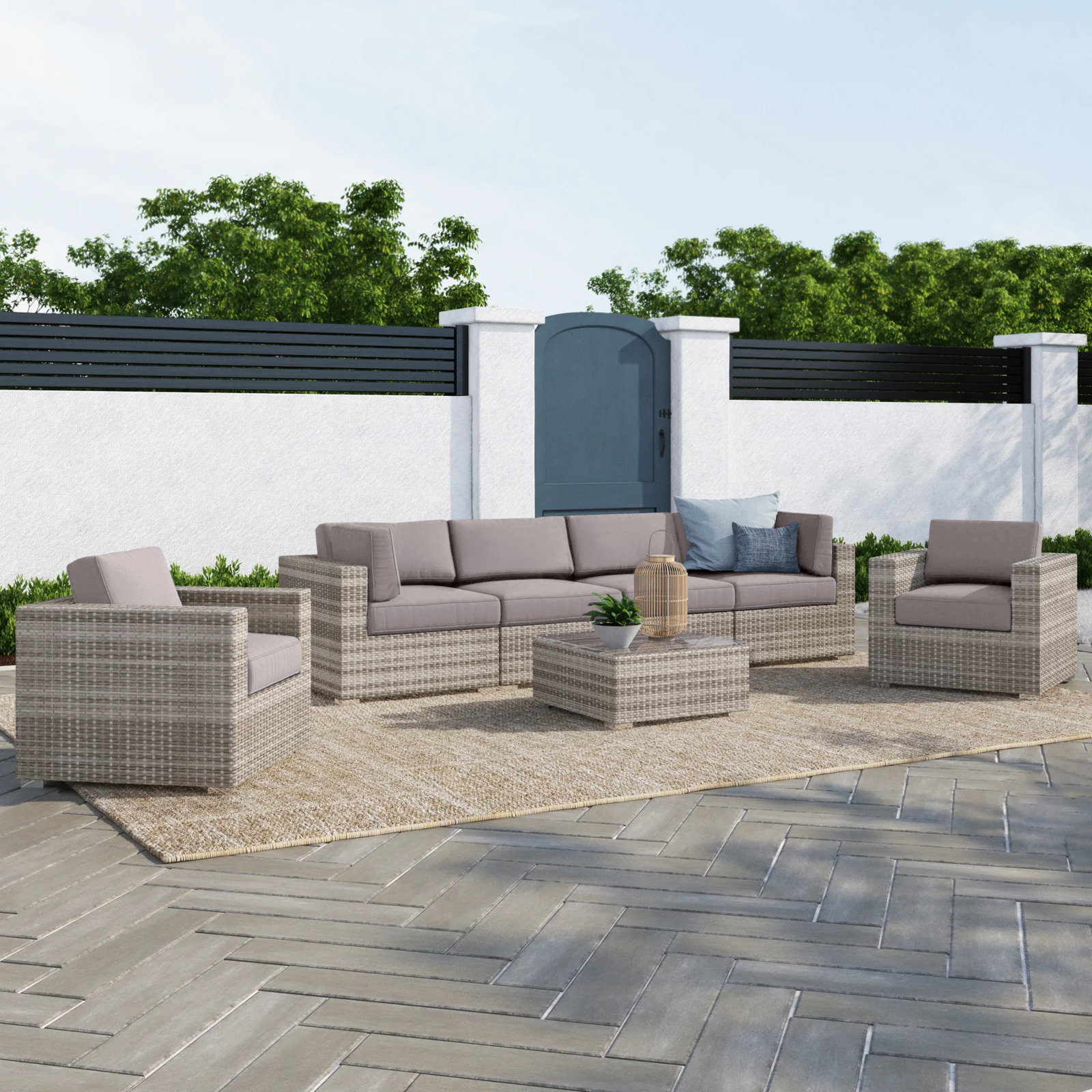 Franke 6-Person Sunbrella® Patio Seating Group, Sunbrella Taupe