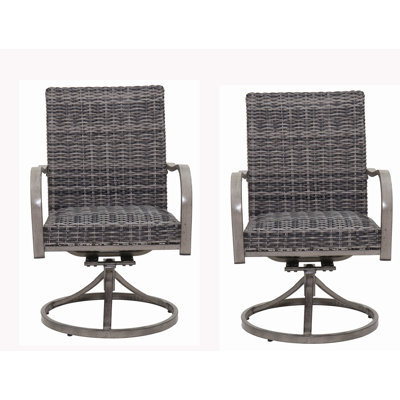 2PCS Outdoor Wicker Swivel Dining Chair