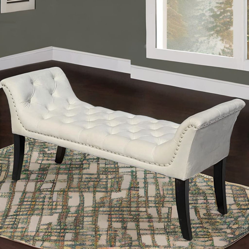 Banc rembourré en velours Norvun